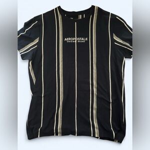 Aeropostale Logo Vertical Stripe Graphic Tee - Large